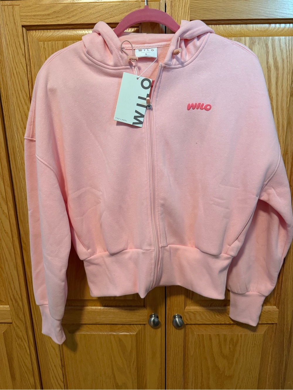 WILO Wellness Club Pink Zip-Up Cropped Hoodie NWT - Small